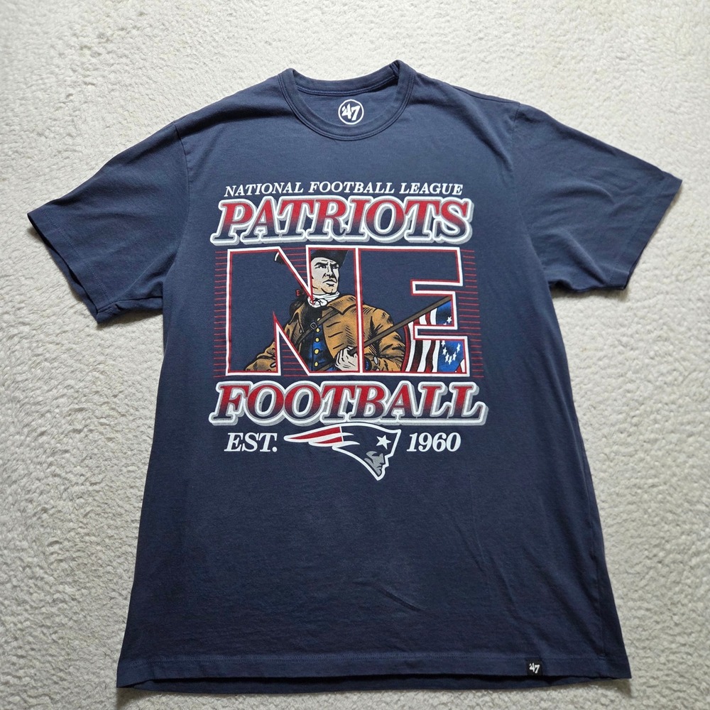 47 Brand New England Patriots T Shirt Womens Medium Navy Blue NFL Football Tee